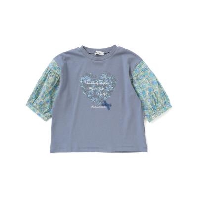 【お揃い】花柄バルーン5分袖スムースTシャツ(80~130cm)