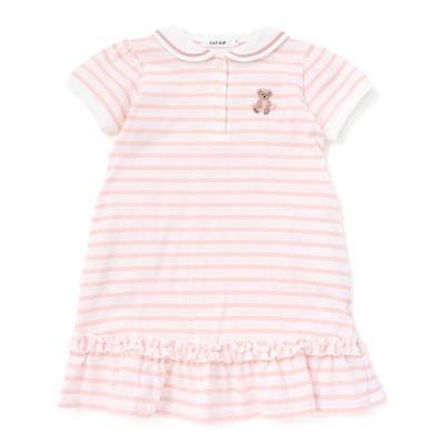 【お揃い】裾フリルセーラー襟マリンボーダーワンピース(80~130cm)