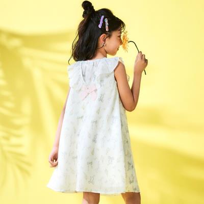 肩開き リボン ドット 切り替え ワンピース (80~150cm