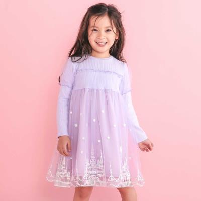 フワフワお城刺しゅうチュールドッキングワンピース(80~130cm)