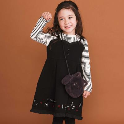 ハート音符刺しゅうポコポコキルトドッキングワンピース(80~130cm)