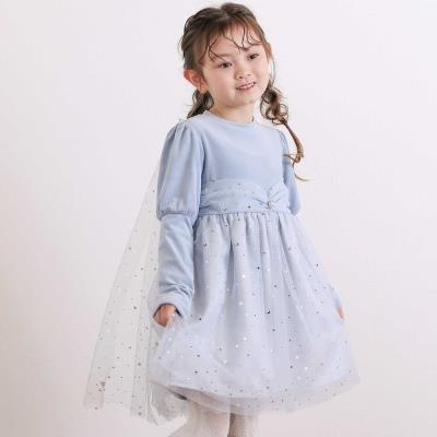 きらめく星のチュールマントつきベロアワンピース(80~130cm)