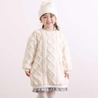 【お揃い】天使の羽もこもこケーブルボアワンピース(80~130cm)