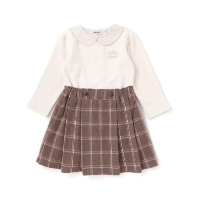 ティアラ刺しゅう付きチェックプリーツドッキングワンピース(90~130cm)