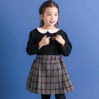 ティアラ刺しゅう付きチェックプリーツドッキングワンピース(90~130cm)