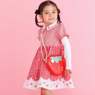 【お揃い】ティアード襟付きチェック柄ワンピース(80~130cm)