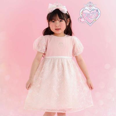 【スラプリ/お揃い】スパンコールチュールレース天竺ワンピース(80~130cm)