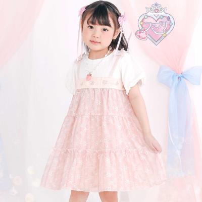 【スラプリ】花柄シフォンレースリボンワンピース(80~130cm)