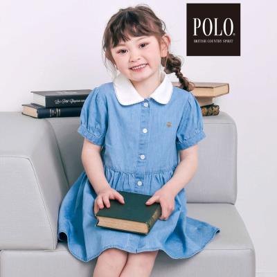 【POLO BCS(ポロ・ビーシーエス)×SLAP SLIPコラボ】リボン付きデニムストライプシャツワンピース(80~130cm)