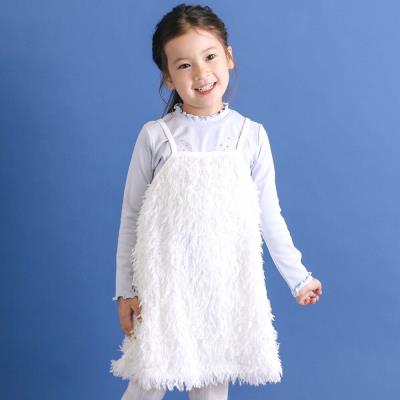 キラキラモチーフ長袖Tシャツ+ファーキャミワンピセット(90~130cm)