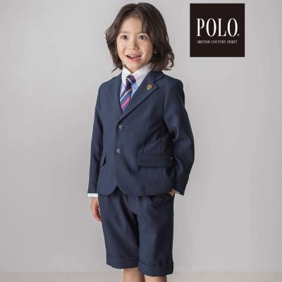 【POLO BCS(ポロ・ビーシーエス)×SLAP SLIPコラボ】無地チェックスーツ+シャツ3点セット(110~130cm)