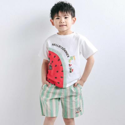 フルーツ昆虫プリント半袖Tシャツ+パンツセットアップ(80~130cm)