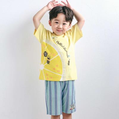 フルーツ昆虫プリント半袖Tシャツ+パンツセットアップ(80~130cm)