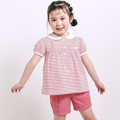 【マリンシリーズ】セーラーカラーボーダー半袖Tシャツ+パンツセットアップ(80~130cm)