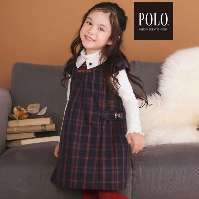 【POLO BCS(ポロ・ビーシーエス)×SLAP SLIPコラボ】【お揃い】襟付きスモッキング腰タブチェックジャンパースカート(80~130cm)