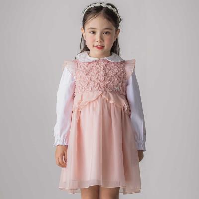 ふわふわオーガンジーフリルリボンペプラムドレス風ジャンパースカート(90~130cm)