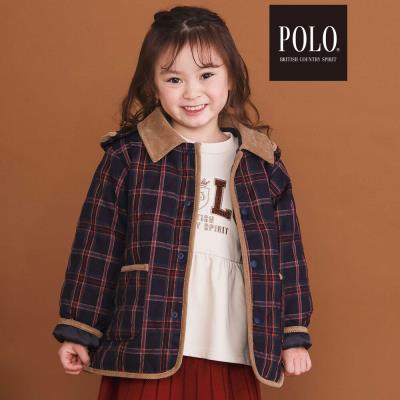 【POLO BCS(ポロ・ビーシーエス)×SLAP SLIPコラボ】無地チェック取り外しフード＆襟付きキルティングジャケット(80~130cm)