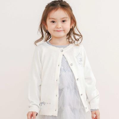 ジュエル風ボタン縁スカラップニットカーディガン(90~130cm)