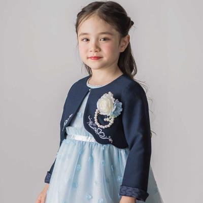 袖折り返しレース刺しゅう裾スカラップボレロ(110~130cm)