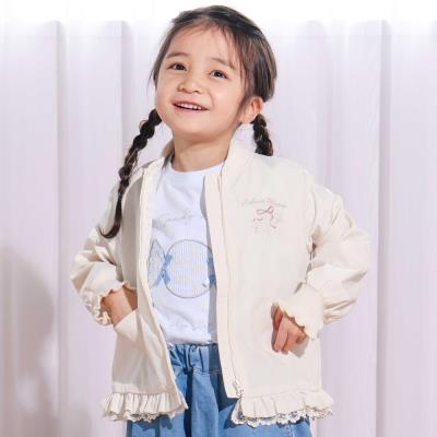 リボン刺しゅう裾フレアタフタブルゾン(90~130cm)