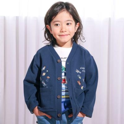 袖裏ボーダーVネックカーディガン(80~130cm)