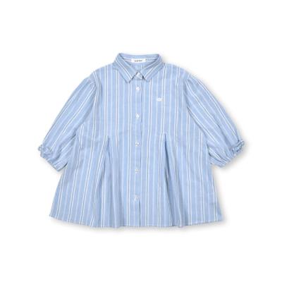 【お揃い】ストライプ柄袖リボン7分袖シャツ(90~130cm)