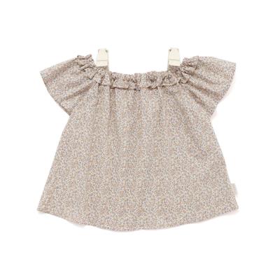 肩リボン付き花柄チュニック(90~130cm)(90cm オフホワイト系