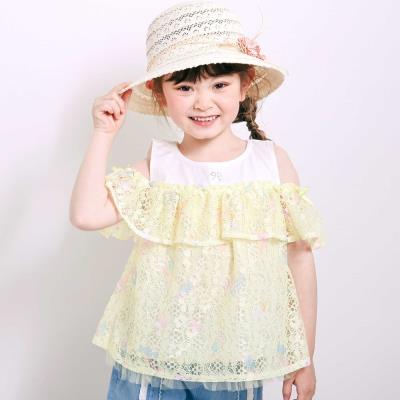 【お揃い】花柄レースアイス総柄肩明きチュニック(90~130cm)