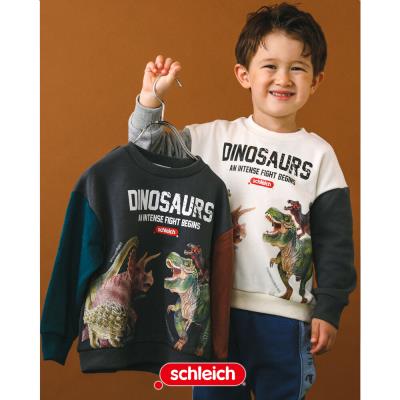 【 シュライヒ × SLAPSLIP　コラボ 】 肉食 VS 草食 恐竜 ロゴ プリント トレーナー (80~130cm)
