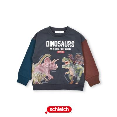 【 シュライヒ × SLAPSLIP　コラボ 】 肉食 VS 草食 恐竜 ロゴ プリント トレーナー (80~130cm)