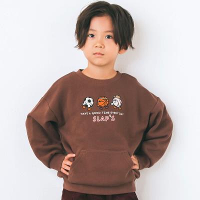 サガラ刺しゅうモチーフカンガルーポケット付きトレーナー(80~130cm