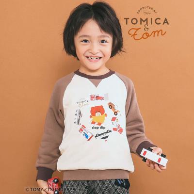 【トミカとトム×SLAPSLIPコラボアイテム】はたらくくるまトムプリントラグラントレーナー(80~120cm)