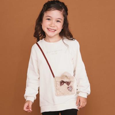 リボン付きファーポシェットパッチトレーナー(80~130cm)