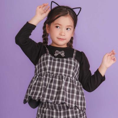 【お揃い】チェック裾スカラップキャミソールドッキングトレーナー(80~130cm)