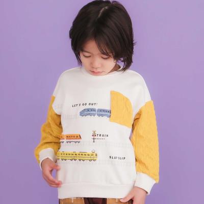 ガタゴト電車サガラ刺しゅう袖切り替えトレーナー(80~130cm)