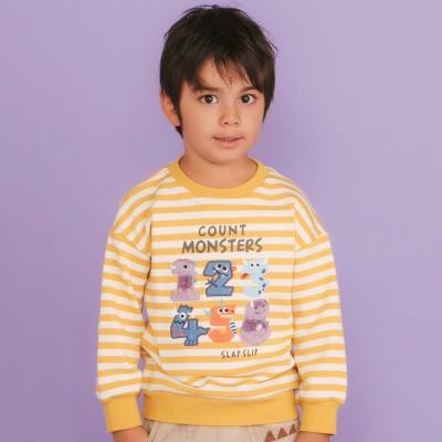 無地ボーダーいろんな恐竜刺しゅうトレーナー(80~130cm)