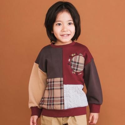 【お揃い】はたらくくるままんまるポケットチェック切り替えトレーナー(80~130cm)