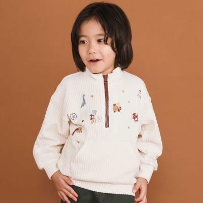 恐竜くるまロケットおもちゃ刺しゅうハーフジップトップス(80~130cm)