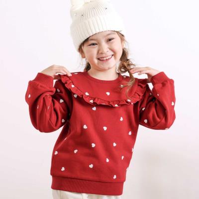 ハート総柄フリル付きガーリートレーナー(80~130cm)