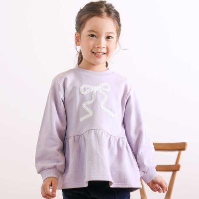 レースリボン付きペプラムトレーナー(80~130cm)