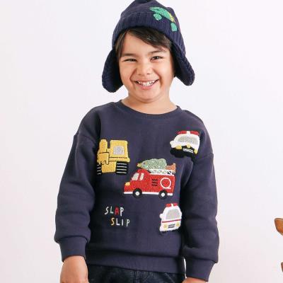 【裏起毛】はたらくくるまイヌ恐竜サガラ刺しゅうトレーナー(80~130cm)