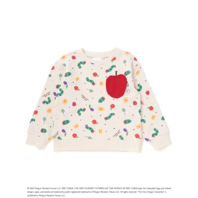 【絵本コラボ-はらぺこあおむし-】無地総柄フルーツあおむしモチーフトレーナー(80~120cm)