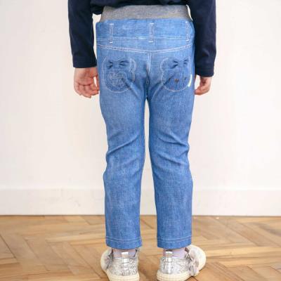 恐竜ロケットワッペンレースキラキラデニム風プリント8分丈パンツ(80~120cm)