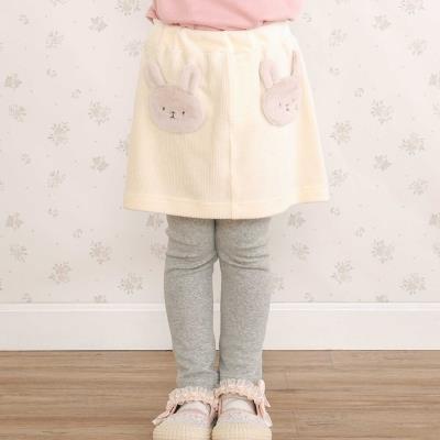 アニマルネコウサギパッチ刺しゅうポケットコーデュロイスカッツ(80~120cm)