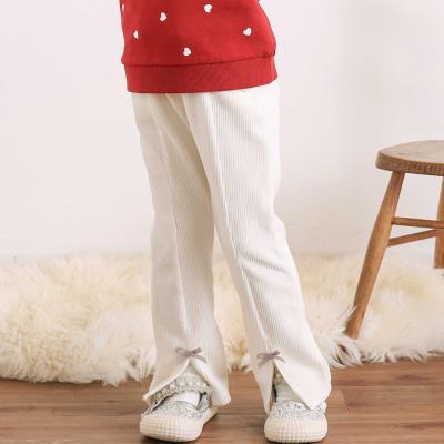 スカラップポケットフロントタック裾スリットロングパンツ(80~130cm)