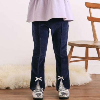 スカラップポケットフロントタック裾スリットロングパンツ(80~130cm)