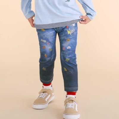 デニム裏プリントミラノリブ8分丈パンツ(80~110cm)