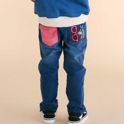 恐竜くるまキーチェーン刺しゅうデニムニットパンツ(80~130cm)