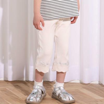 裾スカラップハートウサギ・イヌ・クマ刺しゅう7分丈パンツ(80~120cm)