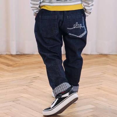 裾折り返しチェック柄ストレッチパンツ(80~130cm)